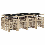 13 Piece Garden Dining Set with Cushions Beige Poly Rattan 3210804