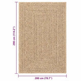 Rug ZIZUR Beige 140x200 cm Jute Look Indoor and Outdoor 4010395