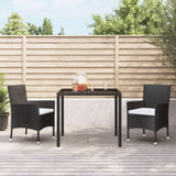 ZNTS 3 Piece Garden Dining Set with Cushions Black Poly Rattan 3187450