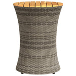 ZNTS Garden Side Table Drum Shape Grey Poly Rattan and Solid Wood 368297