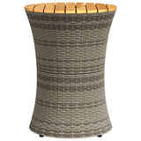 ZNTS Garden Side Table Drum Shape Grey Poly Rattan and Solid Wood 368297