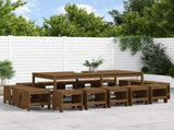 Garden Dining Set Honey Brown Solid Pine Wood Large Seats Plenty 3157730