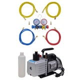 ZNTS Vacuum Pump 100 L/min with 4-way Manifold Gauge Set in Tool Kit 3100291