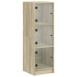 Highboard with Glass Doors Sonoma Oak 35x37x109 cm 836387