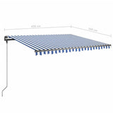 Freestanding Manual Retractable Awning 450x350 cm Blue/White 3069836