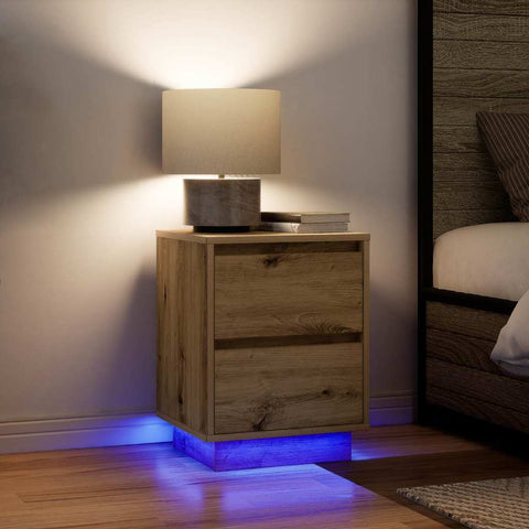 ZNTS Bedside Cabinets with LED Lights 2 pcs Artisan Oak 38x34x50 cm 861300