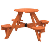 Picnic Table for 4 Kids with Umbrella Hole Round Solid Wood Fir 4008988