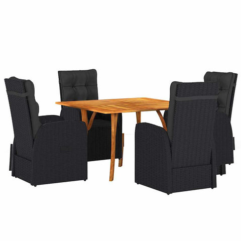 Garden Dining Set 5 pcs Black Poly Rattan 3172823