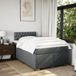 ZNTS Box Spring Bed with Mattress Dark Grey 120x200 cm Fabric 3285863