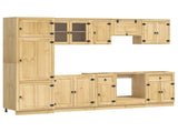 Cabinet with Drawer SKI 9 pcs Honey Brown Solid Pine Wood 3392650