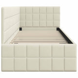 Corner Bed Frame with Headboard Cream 80 cm x 200 cm Velvet 42016375