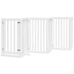 Dog Gate with Door Foldable 15 Panels White 750 cm Poplar Wood 3155652
