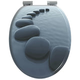 Soft-Close Toilet Seat Grey 44 x 38 cm MDF board 42027177