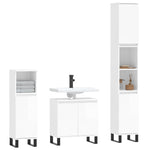 ZNTS 3 Piece Bathroom Furniture Set High Gloss White Engineered Wood 3190285