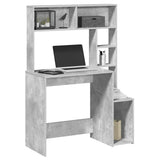 Desk with Shelves Concrete Grey 100x45x140 cm Engineered Wood 860439