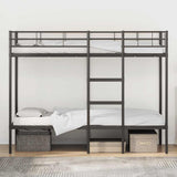 Bunk Bed without Mattress Black 75x190 cm Small Single Steel 42000319