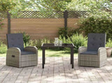 Garden Dining Set with Cushion 3 pcs Grey Poly Rattan 3379492