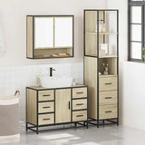 ZNTS 3 Piece Bathroom Furniture Set Sonoma Oak Engineered Wood 3301171