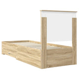 Bed Frame Sonoma Oak and Silver 70 x 190 cm Engineered Wood 3411370