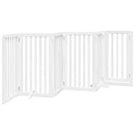 Dog Gate with Door Foldable 6 Panels White 300 cm Poplar Wood 352247