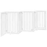 Dog Gate with Door Foldable 6 Panels White 300 cm Poplar Wood 352247