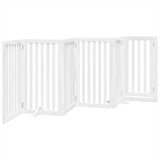 Dog Gate with Door Foldable 6 Panels White 300 cm Poplar Wood 352247