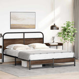 Metal Bed Frame without Mattress Brown Oak 160x200 cm 3318703