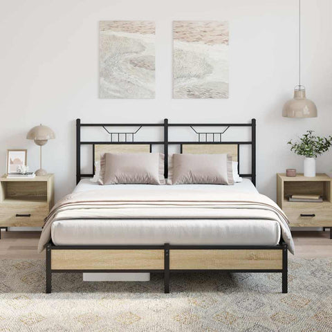 Bed Frame without Mattress Sonoma Oak 140x200 cm Engineered Wood 4106945