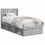 Bed Frame with Storage and Headboard Grey Sonoma 90 x 190 cm 3414264