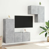 4 Piece TV Wall Units Concrete Grey Engineered Wood 3216431