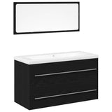 Bathroom Sink Cabinet with Drawer Wall-mounted 3 pcs Black Oak 3333134