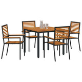 Garden Dining Set 5 pcs Black and Brown Poly Rattan 3365493
