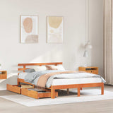Bed Frame with Drawers without Mattress Wax Brown 140x190 cm 3302024