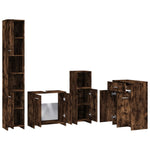 ZNTS 4 Piece Bathroom Furniture Set Smoked Oak Engineered Wood 3154409