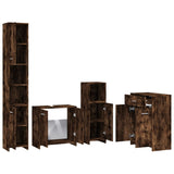 ZNTS 4 Piece Bathroom Furniture Set Smoked Oak Engineered Wood 3154409