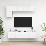 5 Piece TV Cabinet Set White Engineered Wood 3078693