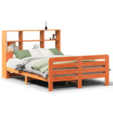 ZNTS Bed Frame without Mattress Wax Brown 120x200 cm Solid Wood Pine 3309922