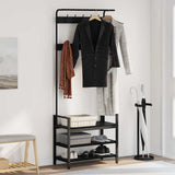 Coat Rack with Shelf Black Oak 75 x 34 x 184 cm Engineered wood 879953