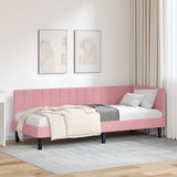 Corner Bed Frame with Headboard Pink 80 x 200 cm Velvet 42016411