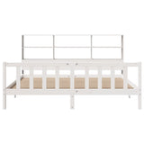 ZNTS Bookcase Bed without Mattress White 180x200 cm Super King Solid Wood Pine 3321711