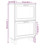 ZNTS Shoe Cabinet Black 52x25x80 cm Engineered Wood&Natural Rattan 345646