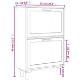 ZNTS Shoe Cabinet Black 52x25x80 cm Engineered Wood&Natural Rattan 345646