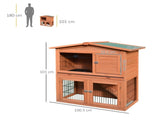 Rabbit Hutch Outdoor Guinea Pig Hutch 2-Tier Bunny Cage with No-Leak Tray 100.5 x 55 x 101 cm T3398P547956