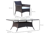 6 Seater Rattan Dining Set with Cushions, Rattan Garden Furniture Set with 6 Armchairs, Rectangular T3398P317727