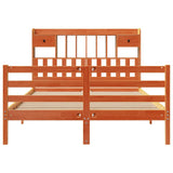 Bookcase Bed without Mattress Wax Brown 150x200 cm King Size Solid Wood Pine 3321957