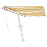 Manual Retractable Awning with LED 350x250 cm Yellow and White 3069523