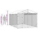 Outdoor Dog Kennel with Roof Silver 3x4.5x2.5 m Galvanised Steel 3190487