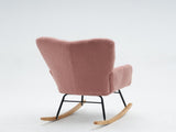 Mid Century Modern Teddy Fabric Tufted Upholstered Rocking Chair Padded Seat For Living Room W139760758