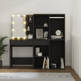 LED Dressing Table with Cabinets Black Engineered Wood 3082027