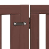 Dog Gate with Door Foldable 6 Panels Brown 480 cm Poplar Wood 3155693